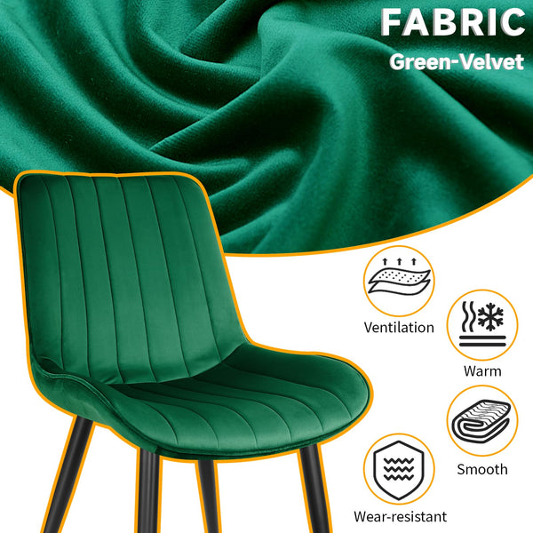 LONGTOO Set of 6 Dining Chairs with Velvet Upholstered Seat & Backrest,Stable Metal Legs,Modern Stripe Design,Champagne