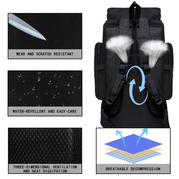 Wesoke 80L 100 liters Camping Hiking Backpack for Men, Extra Large Survival Hunting Backpack, Waterproof Big Molle Military Tactical Rucksack, Oversized Outdoor Sport Travel Daypack