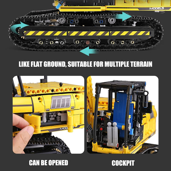 Mould King 13112 Remote Control Excavator Building Toy, APP Control Digger Kits Gift for Assembly Toy Collection Fans,Yellow