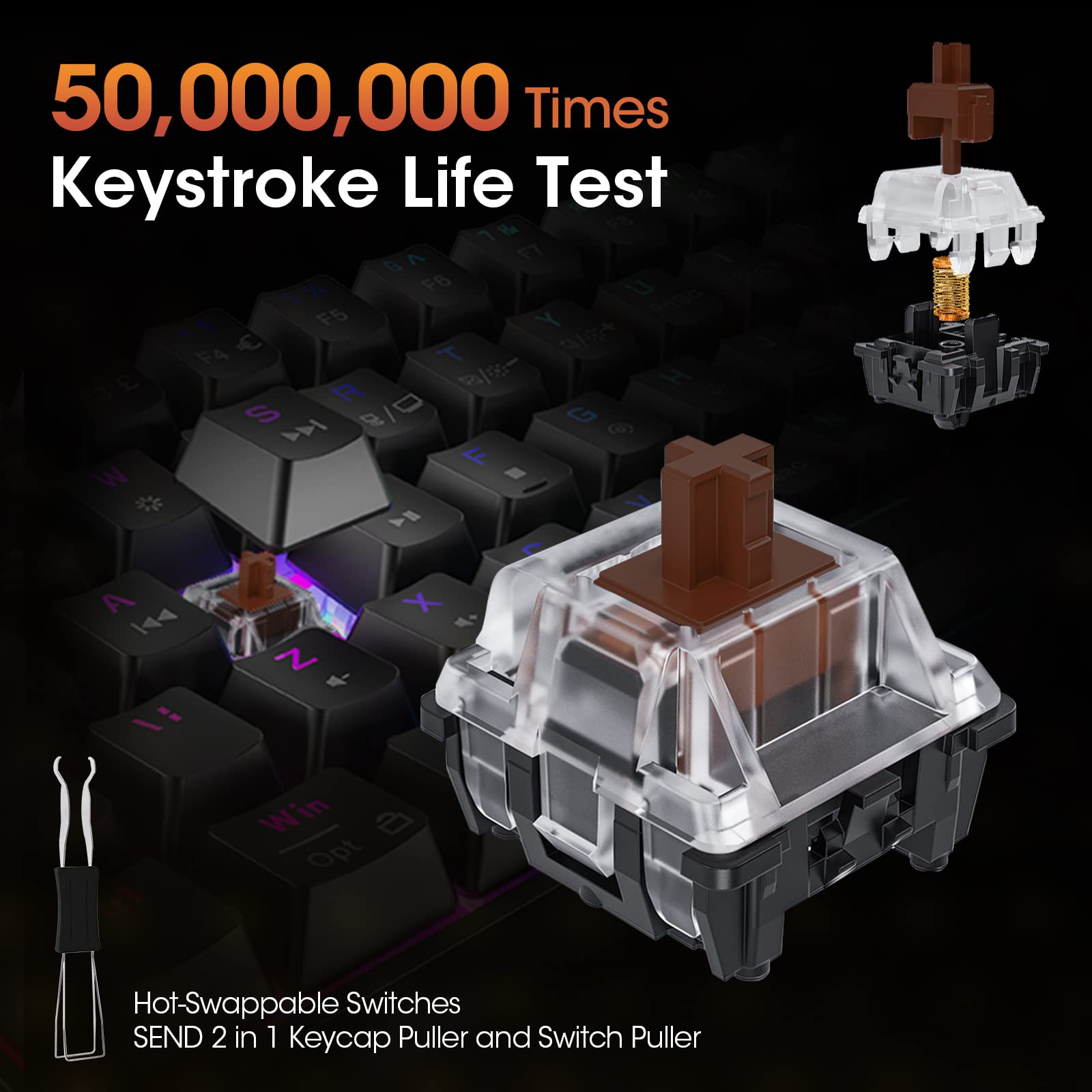 KOORUI Gaming Keyboards, 26 RGB Backlit Mechanical Keyboard Wired 104 Keys Full Size UK Layout with Blue Switch Gamer Keyboards for Windows MacOS Linux