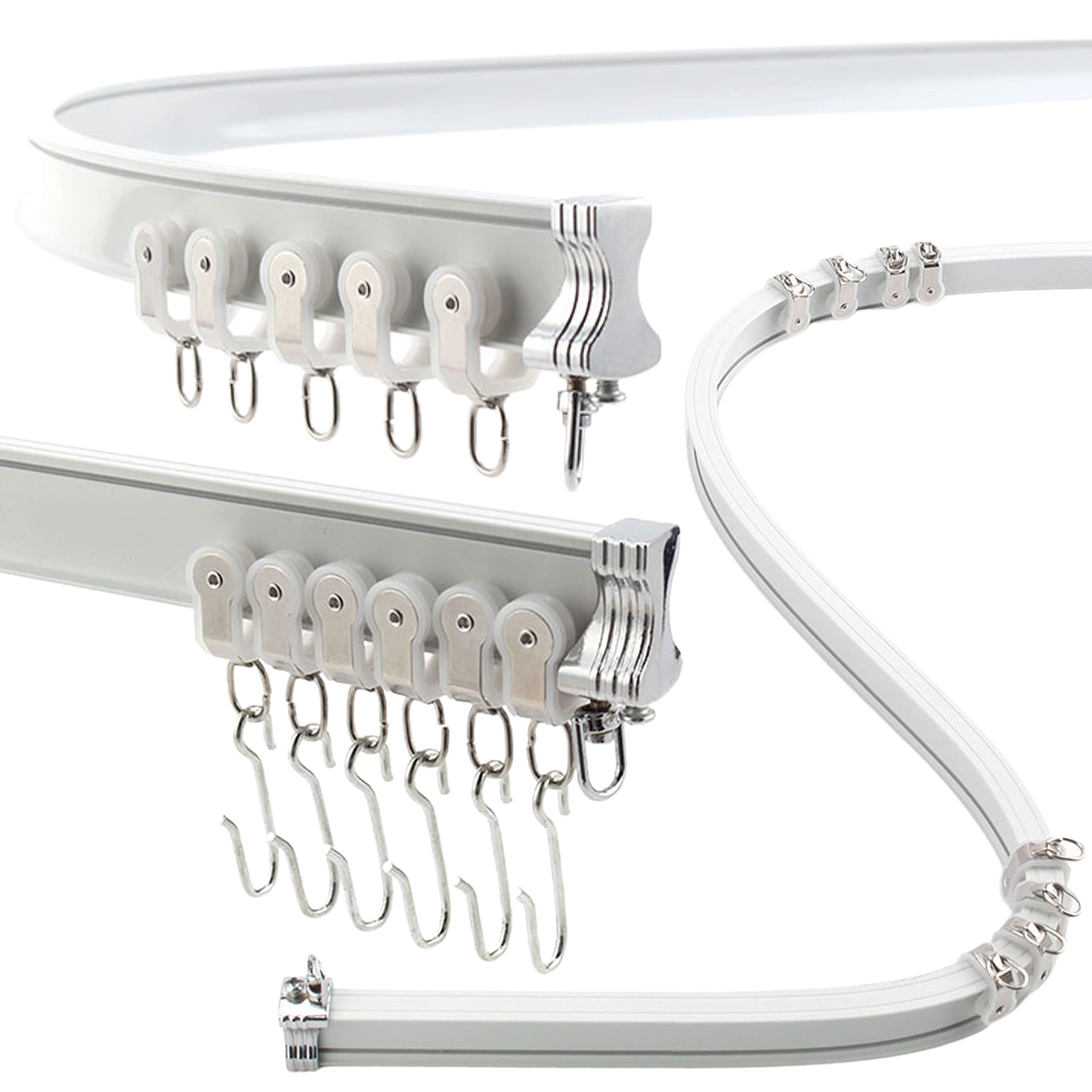 Aluminium Flexible Ceiling Curtain Track 3ft-16.4ft / 5m | Bendable Curtain Rail for Bay Windows & Shower | Heavy Duty Ceiling Mounted Track for