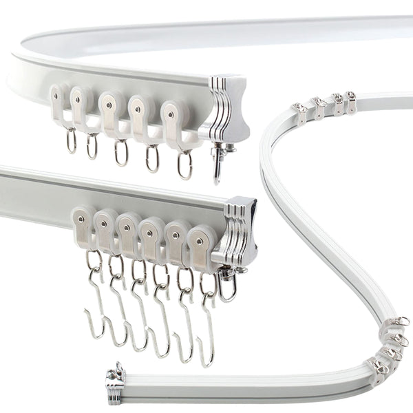 Aluminium Flexible Ceiling Curtain Track 3ft-16.4ft / 5m | Bendable Curtain Rail for Bay Windows & Shower | Heavy Duty Ceiling Mounted Track for