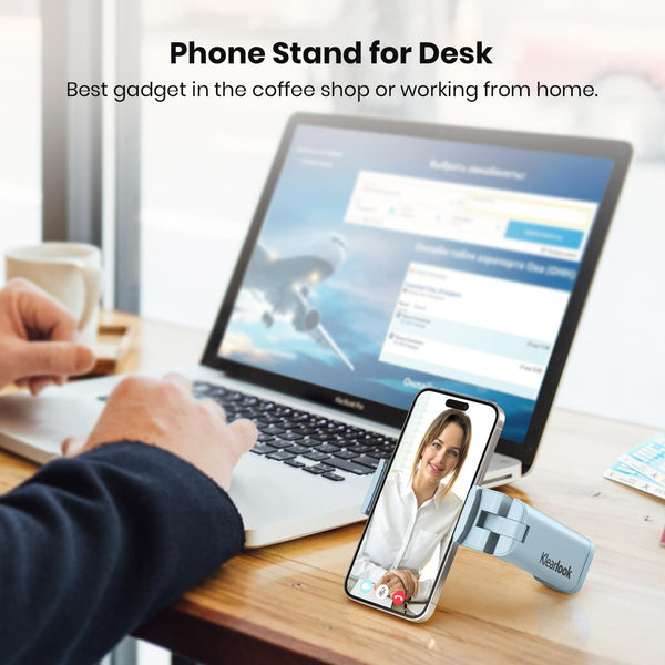 Airplane Phone Holder - Klearlook 4 in 1 Adjustable Phone Stand for Travel,360 Rotation Handsfree Viewing Flight Phone Holder,Foldable Travel Essential,Accessory for Flying/Traveling/Home/Office-Black