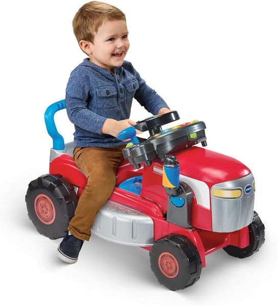 VTech 3-in-1 Mow and Grow Tractor, Ride-On Tractor, Push-Along Mower, Includes Driver Panel, Imaginative Play, Sound Effects, Interactive Play Suitable for Ages 12, 18, 24 Months, English Version