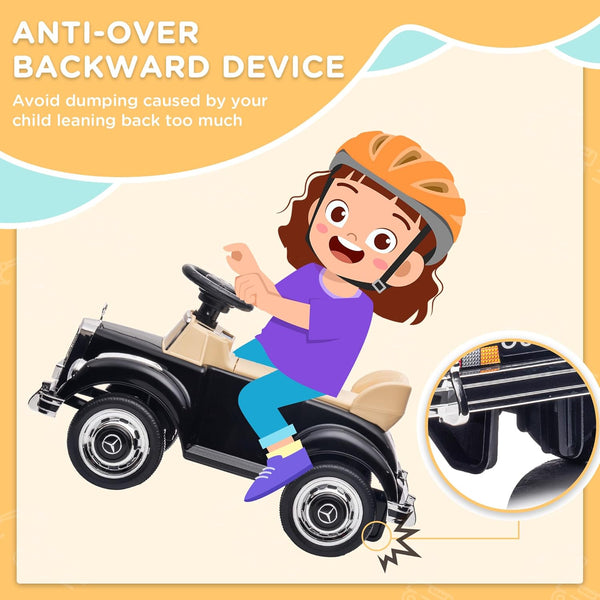 AIYAPLAY Ride on Sliding Car Foot to Floor for Kids, Mercedes-Benz 300S Licensed Ride on Toy with Anti-rollover Device, Under Seat Storage for 18-48 Months, Black