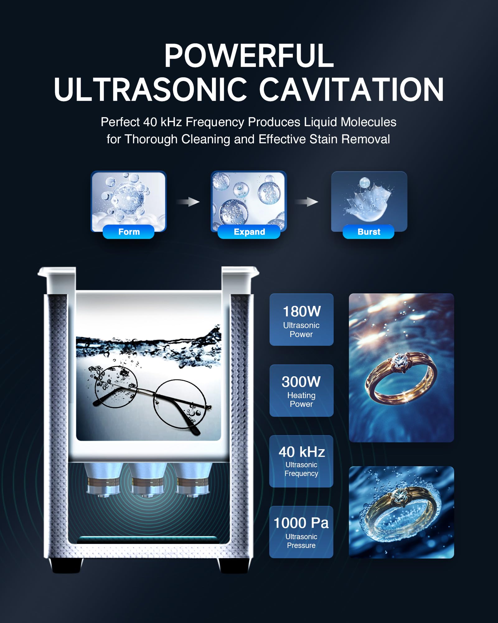 CREWORKS 6L Digital Ultrasonic Cleaner, 1.6 gal. Ultrasonic Cleaning Machine with Degas & Gentle Modes, 180W Professional Ultrasound Cleaner with 300W Heater and Timer for Glasses