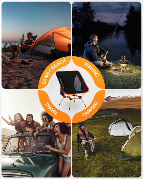 Evolpor Lightweight Folding Camping Chair with Storage Pocket & Carry Bag, High Weight Capacity, Portable for Camping, Hiking, Fishing – Great Gift for Dad, Blue