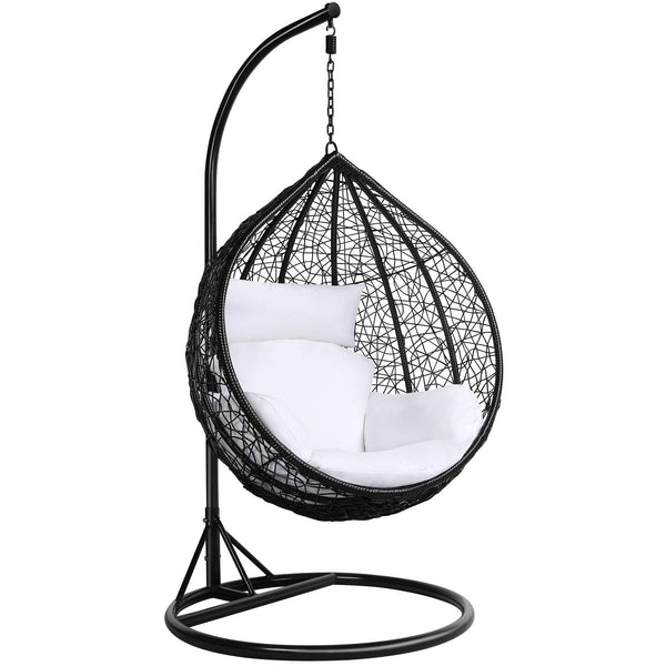 Yaheetech Garden Egg Swing Chair, Patio Swing Chair Outdoor Hanging Hammock with Stand Indoor Rattan Chair with Cushion and Cover, Black
