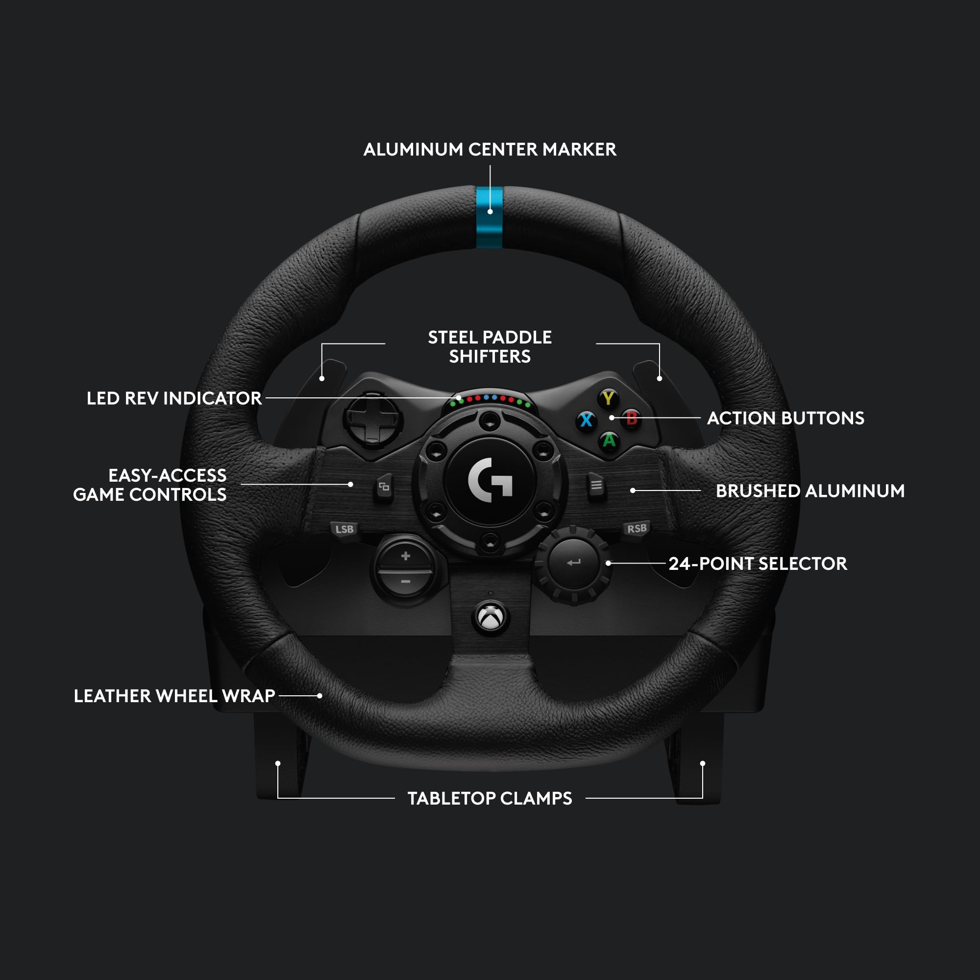 Logitech G G923 Racing Wheel and Pedals, TRUEFORCE up to 1000 Hz Force Feedback, Responsive Driving Design, Dual Clutch Launch Control, Genuine Leather Wheel Cover, for PS5, PS4, PC, Mac - Black
