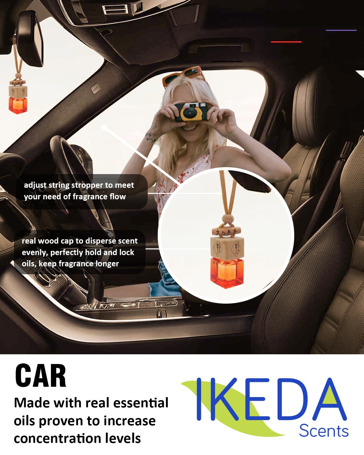 Car Air Fresheners for Men | Air Fresheners with Odour Eliminator Technology | Long Lasting Fragrance Car Accessories for Men | Strong Scents Perfume Diffusers (10ml Dark Night)