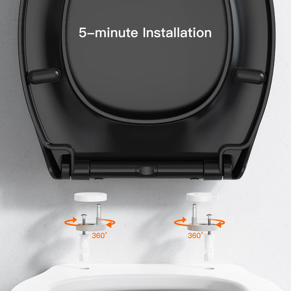 Pipishell Soft Close Toilet Seat, Toilet Seat with Quick Release for Easy Clean, Simple Top Fixing, Standard Toilet Seats White with Adjustable Hinges, O Shape