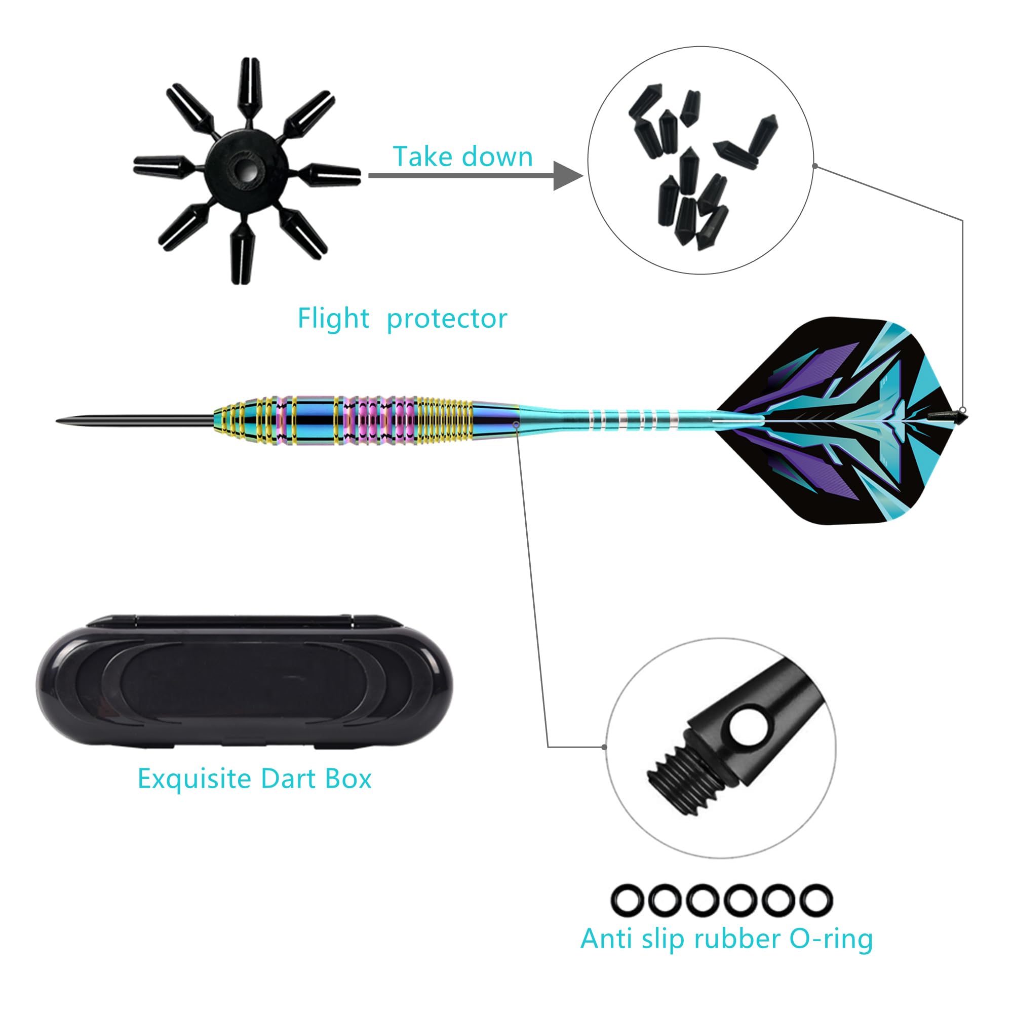 Steel Tip Darts Set,3 Pack Professional Dart with Aluminum Shafts and Darts Case
