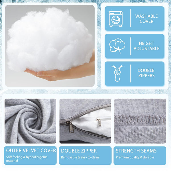 Chilling Home Pregnancy Pillows for Sleeping,U Shaped Maternity Pillow Pillow,55 inch Full Body Pillow Long Pillows for Sleeping, Maternity&Body Pillows for adults with Cover Velvet,Light Black