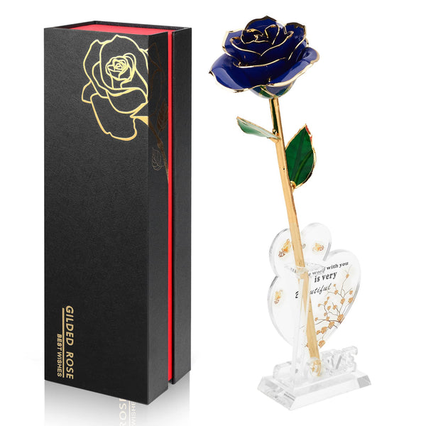 Ariceleo Gold Dipped Infinity Rose Last Forever Flower Decor, Birthday Gift for Women in Her Birthday Valentines Day Mothers Day, Resin Preserved Rose