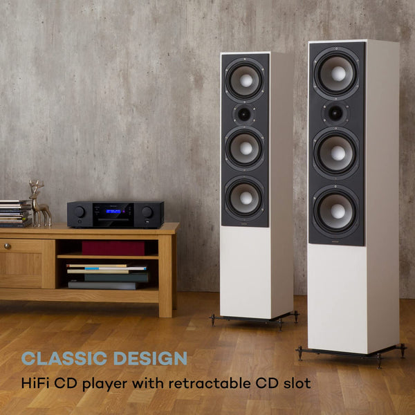 AUNA CD-1000 DG, CD Player HiFi, USB, MP3, Remote Control, CD Player with LED Display, CD Receiver Aluminium, black