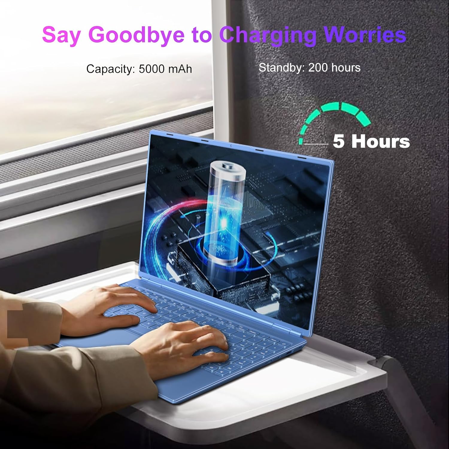 HUQPPQ 16 Inch Blue Laptop Celeron N5095 (Up to 2.9GHz) 12GB RAM 512GB SSD | 1TB Expandable | FHD 1920x1200, USB3.0, WiFi5 | WIN 11 Laptops for Students, School & Office - N600