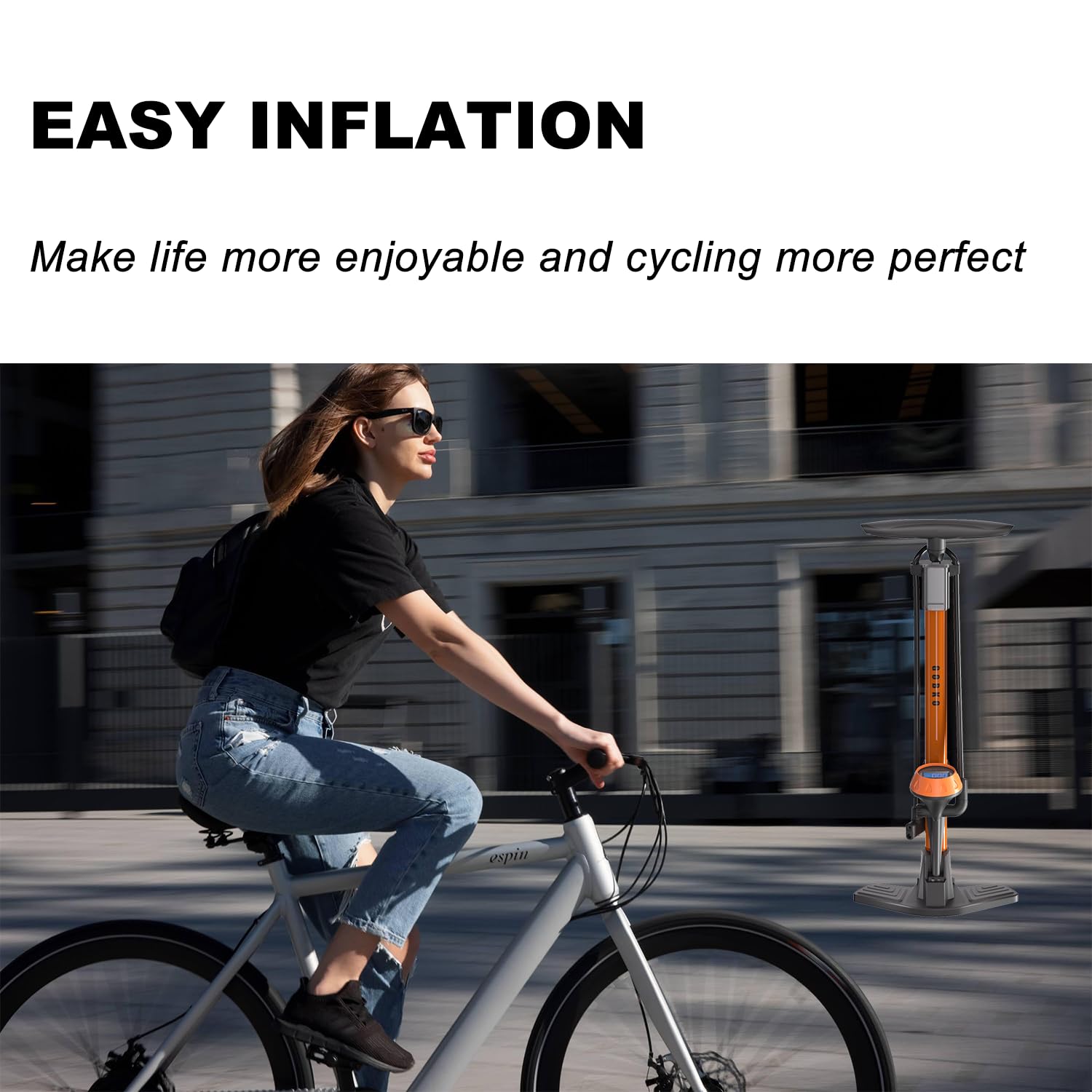 GOBKO Bike Pump Bicycle Floor Pump with Gauge, Bicycle Pumps with Presta and Schrader tire Pump multifunctional Air Pump for Road Bike MTB Sports Balls Pump High Pressure 160Psi &11Bar