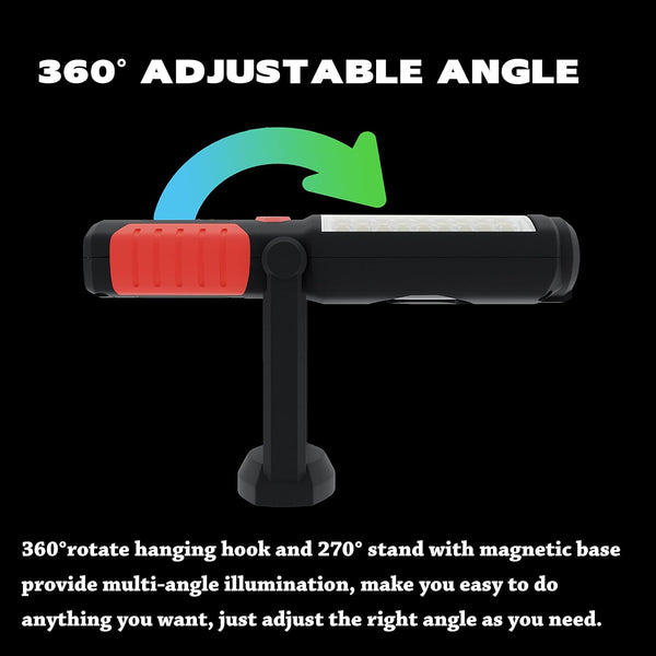 Wolfteeth LED Torches, 36+5 Magnetic Work Light Portable Flashlight Inspection Lamp Camping Light, 360 Degree Hanging Rotary Hook and 270 Degree Magnet Stand Base for Home Work Emergency Use 7192