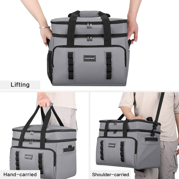 Hulongo Cool Bag Insulated Cooler Bag Waterproof Picnic Double Thermal Bag For Camping, Travel, Grocery Shopping & Fishing, 42L
