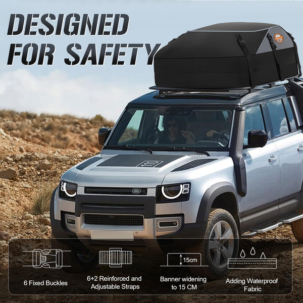 Sailnovo Roof Box Roof Bag 580L/20 Cubic Waterproof Car Roof Bag with 6 Door hooks, Soft-Shell Large Roof Cargo Carrier Bags for Cars without/with Roof Bars/Rack/Rails, Black