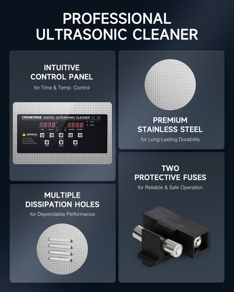 CREWORKS 6L Digital Ultrasonic Cleaner, 1.6 gal. Ultrasonic Cleaning Machine with Degas & Gentle Modes, 180W Professional Ultrasound Cleaner with 300W Heater and Timer for Glasses