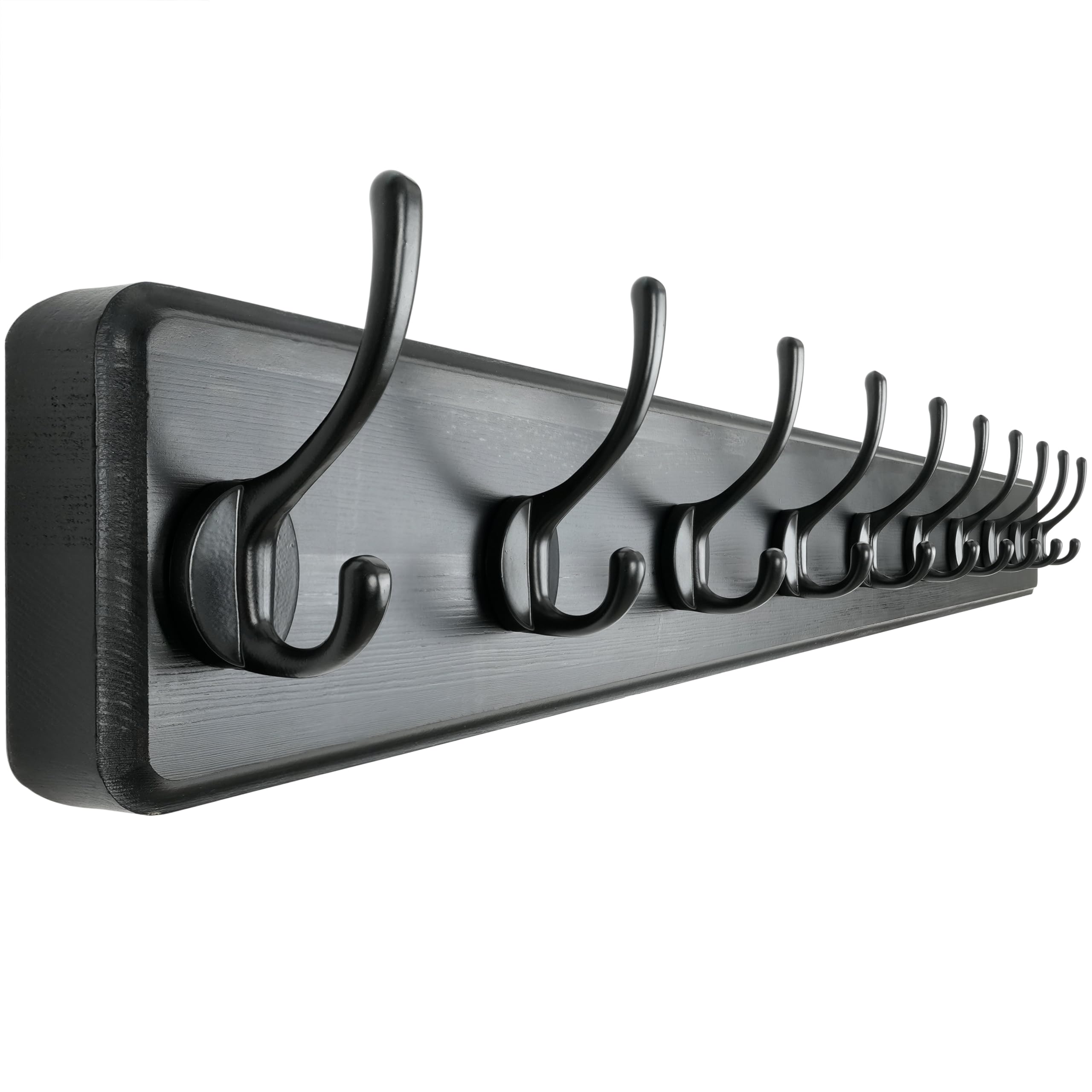Dseap Coat Rack Wall: 97cm Long, Patented, Heavy-Duty, 10-Double-Hooks Wooden Wall Mounted Coat Rack Coat Hanger Hook Rail for Winter Coats Hat Jacket
