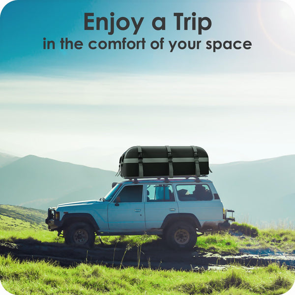 BOYUJK Roof Bag 20 Cubic/566 L, Waterproof Car Roof Bag no Rack Needed, Car Roof Box with Anti-Slip Mat and 6 Heavy-Duty Straps, Folding Soft Roof Bag for Cars with/Without Rack（ Orange 566L ）