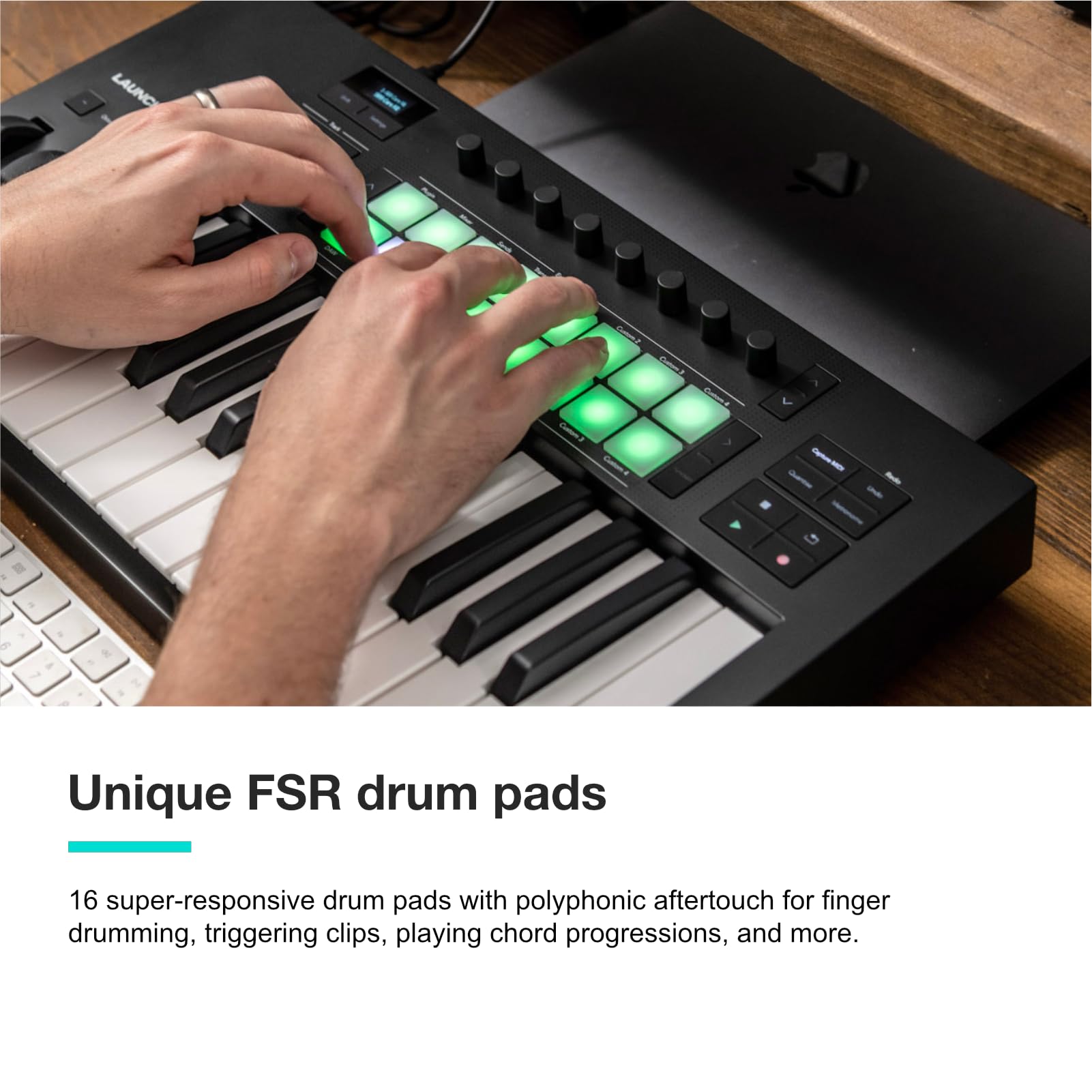 Novation Launchkey Mini 25 [MK4] — Portable 25 Mini-Key, USB, MIDI Keyboard Controller with DAW Integration. Chord Mode, Scale Mode, Drum Pads, and Arpeggiator. Includes Music Creation Software Bundle
