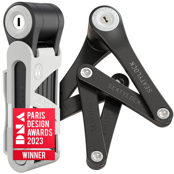 FoldyLock Mini Folding Bike Lock - Patented Lightweight Bicycle Lock - Heavy Duty Anti Theft Smart Secure Guard with Key and Case for Electric Scooter