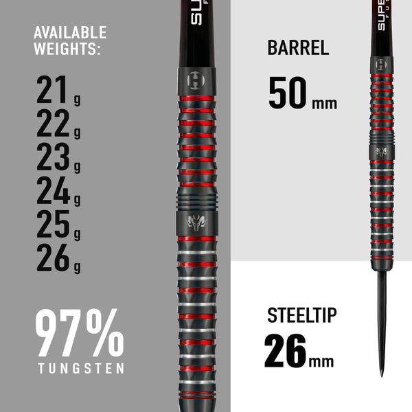Harrows Wolfram Infinity Steel Tip Tungsten Darts Set 21g, 22g, 23g & 24g - Includes Supergrip Fusion Shafts & Prime Wolfram Infinity Flights (21g)