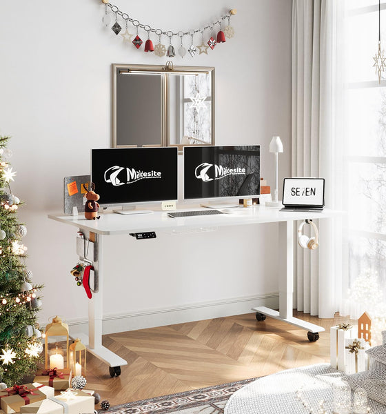 MAIDeSITe Height Adjustable Standing Desk Electric Standing Desk Sit Stand Desk Stand Up Desk with Cable Tray 120 * 60cm Desktop for Home Office