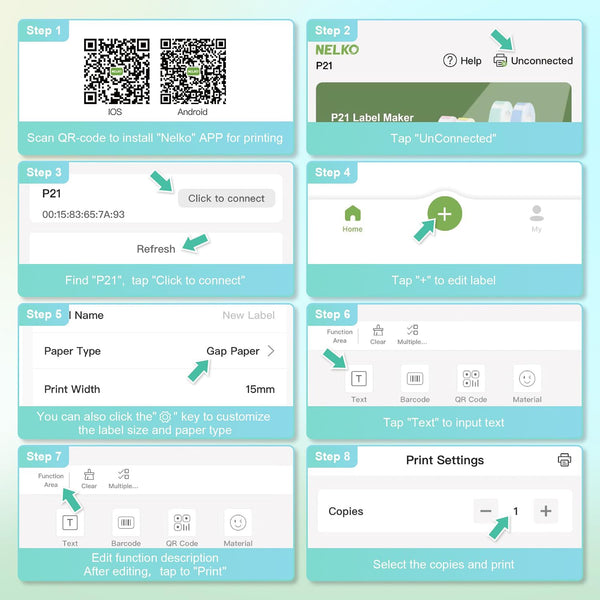 Nelko Label Maker Machine with Tape, P21 Portable Bluetooth Label Printer, Wireless Handheld Sticker Maker Mini Label Makers with Multiple Templates for Organizing Storage Barcode Office, White 1 pack