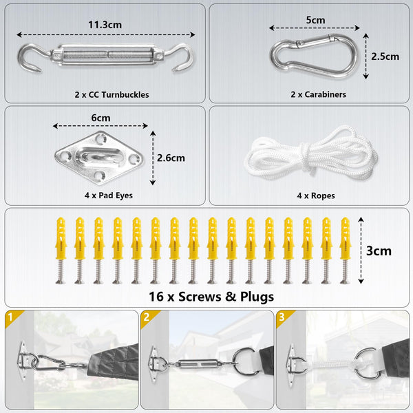 Mokani Sun Shade Sail for Garden, 3x4m Rectangle Sunscreen Awning Canopy, Waterproof Shade Sails with Accessories, 95% UV Block Sail Shades, Sun