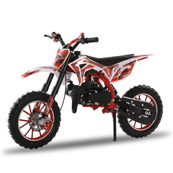 gihusrzx 50cc Dirt Bike for Adults & Kids, 2-Stroke Mini Bike Gas Powered Off Road Trail Motorcycles with Speeds up to 25 MPH, 330IBS Motorbike for Uphill and Off-Road Conditions for Youth Riders Red