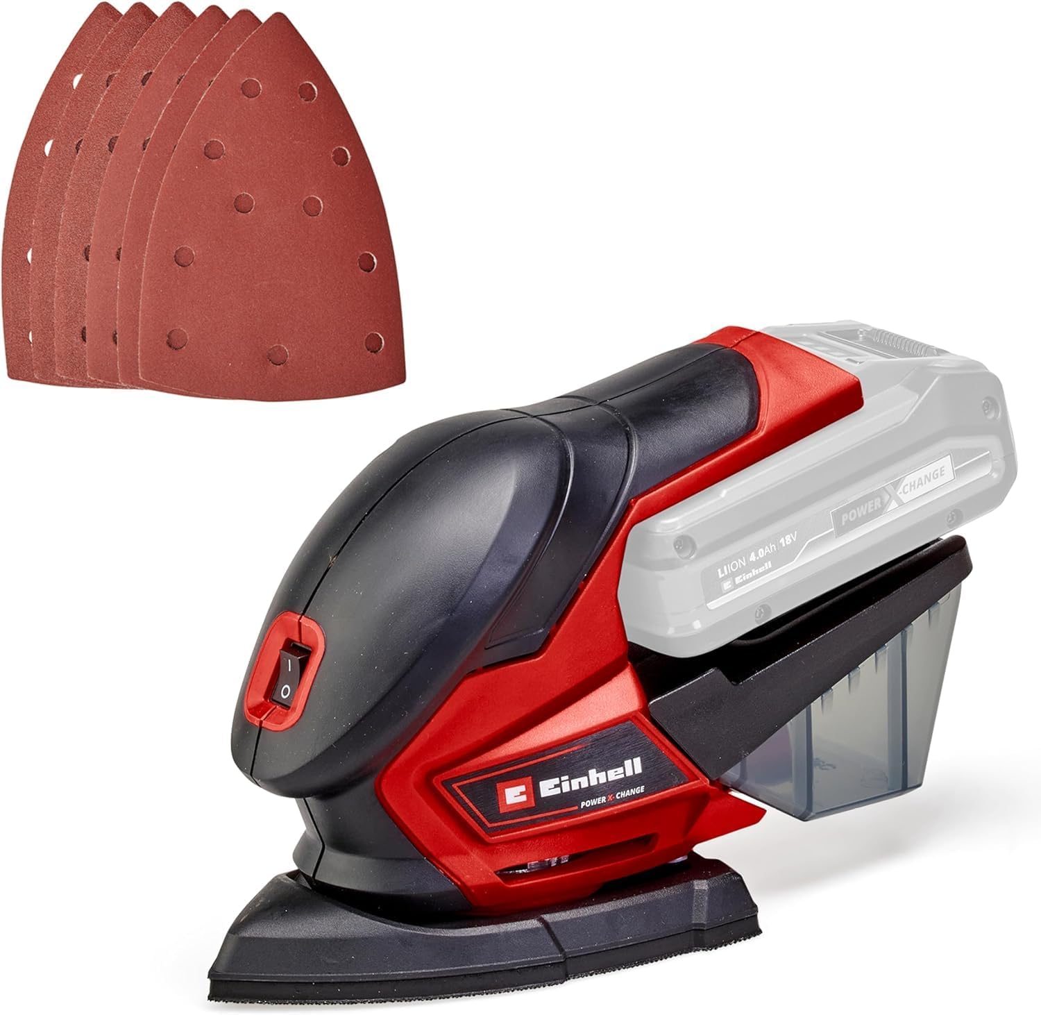 Einhell Power X-Change Cordless Detail Sander - 18V Electric Sander For Wood, Plaster And Metal - TE-OS 18/150 Li Solo Hand-Held Sander With Dust Collection (Battery Not Included)