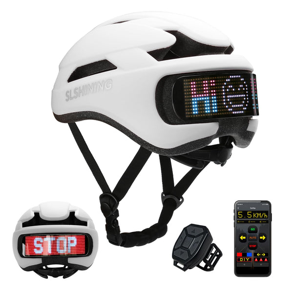 TMEOIIPY Smart App Program Bike Helmet, Back LED Lights Display with USB Rechargeable, Road Bicycle Helmets for Adults: Men, Women, with Turn Signals Remote Control