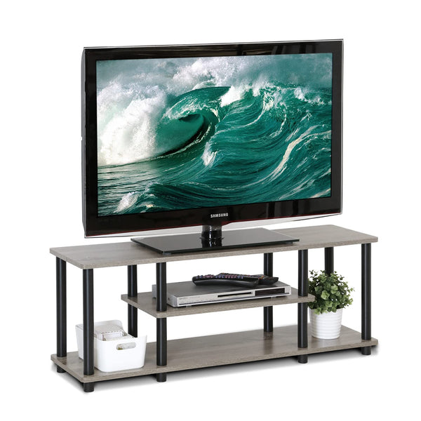 Furinno Turn-N-Tube No Tools 3D 3-Tier Entertainment TV Stands, French Oak/Black