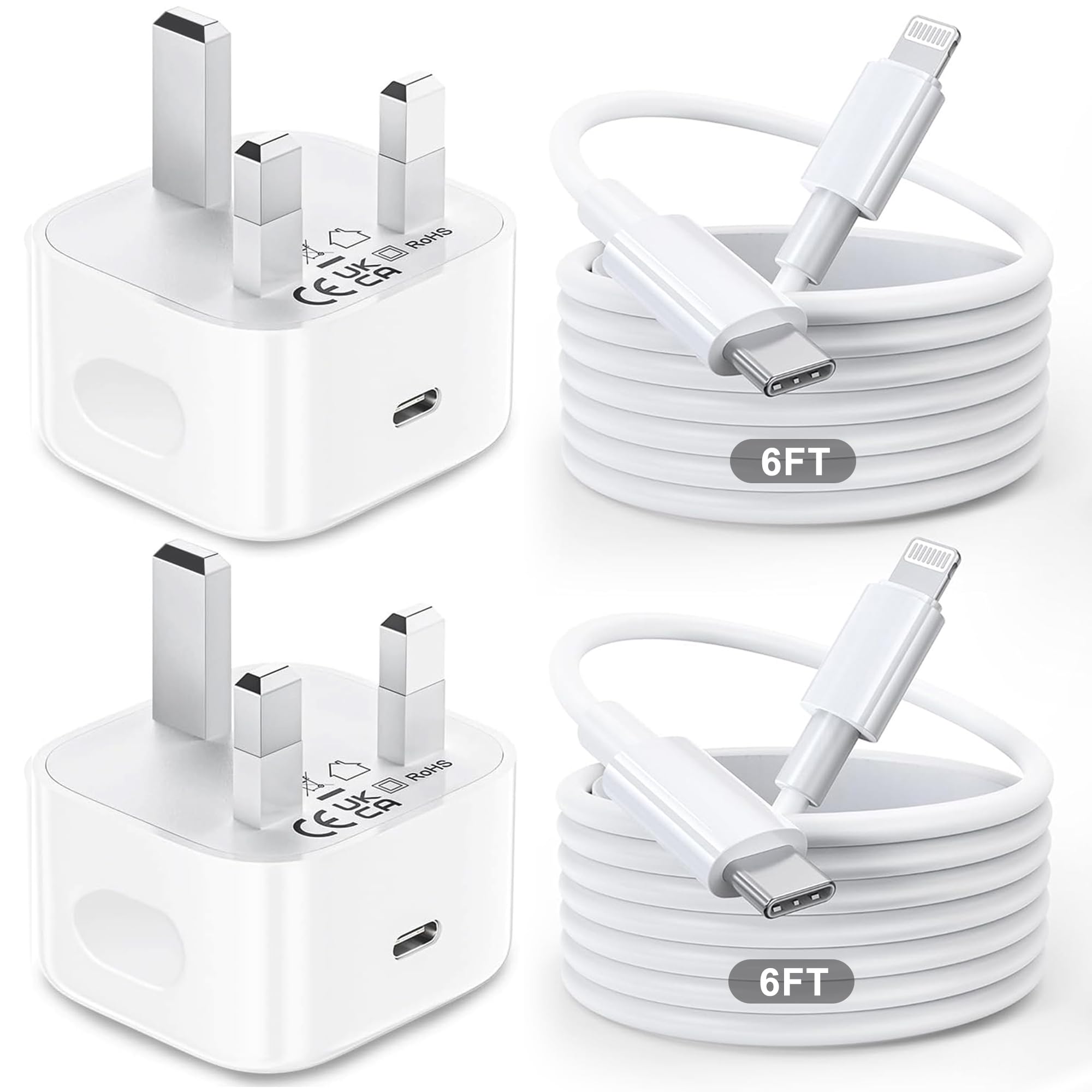 for iPhone Charger Fast Charge [MFi Certified] 2PACK 20W for Apple Charger with 6FT 2.4A USB C to Lightning Cable,Phone Charging for iPhone 14/13/12/11 Pro/Pro Max/XS/XR/SE/8, for iPad Pro
