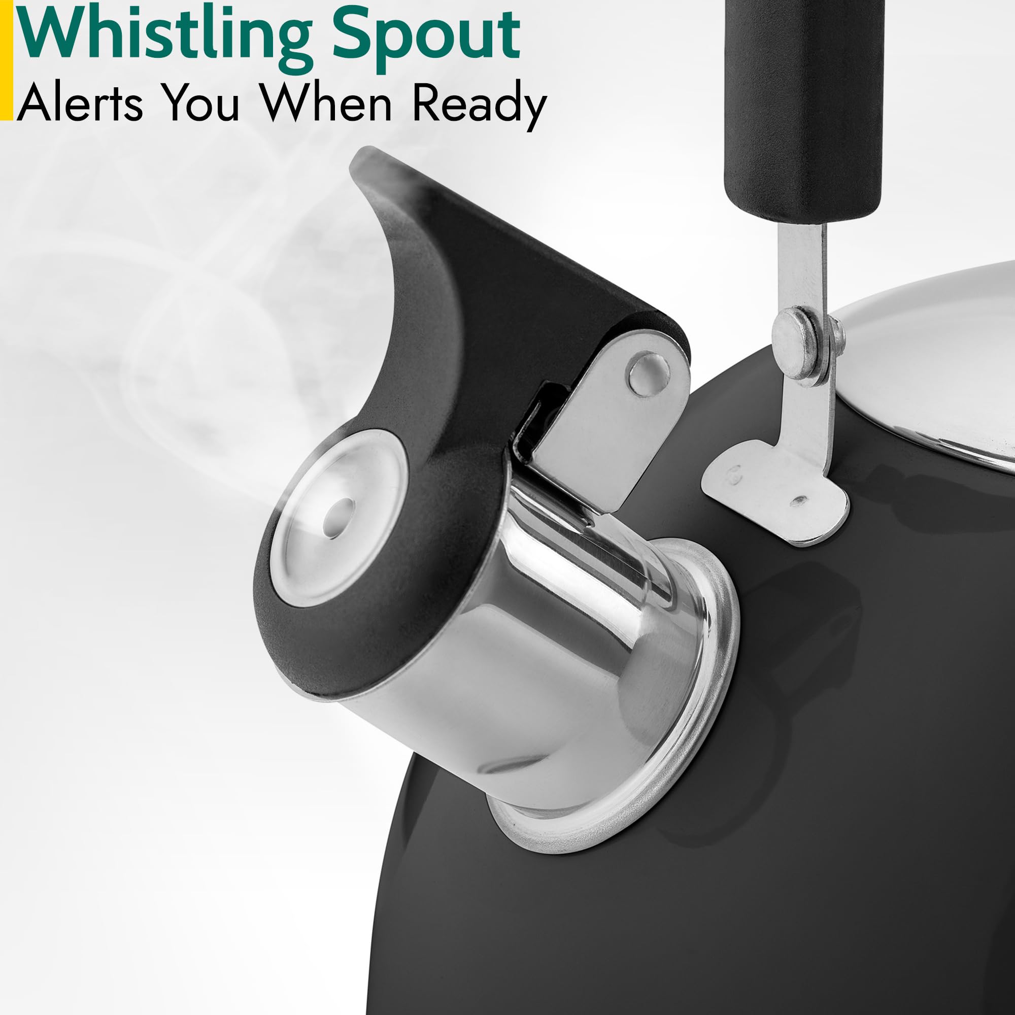 Trail 2L Whistling Camping Kettle, Polished Stainless Steel, Durable & Lightweight, Easy Pour Spout, Folding Heat Resistant Handle, Fast Boil Travel Kettle, Outdoor Fishing Hiking, 15cm x 18cm, 0.42kg