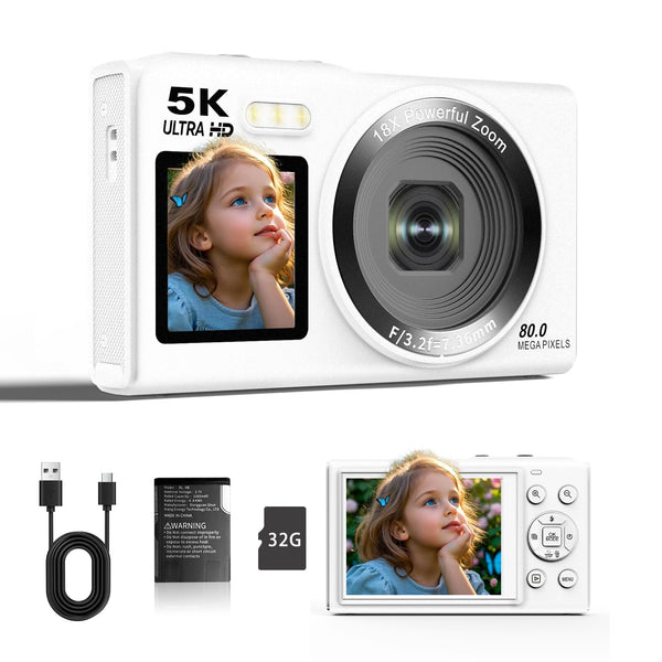 Digital Camera,4K 64MP Cameras for Photography with Beauty Light 180°flip Screen Compact Vlogging photo Camera, 18 Digital Zoom, Adjustable Flashlight