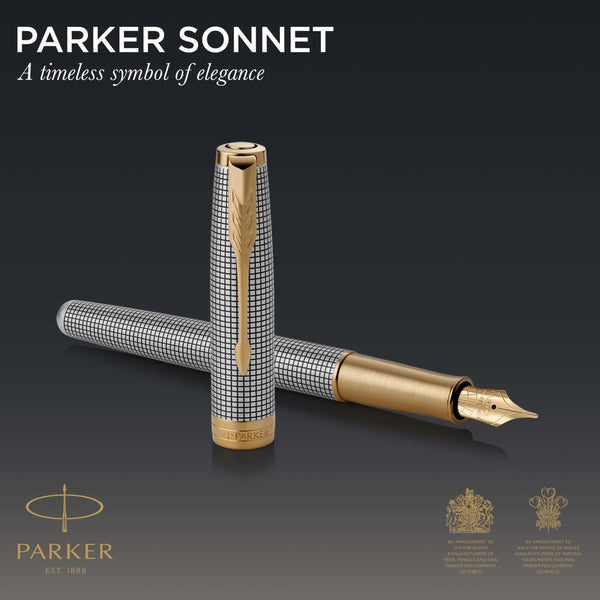 Parker Sonnet Ballpoint Pen | Stainless Steel with Gold Trim | Medium Point | Handwriting Pens & Stationery Supplies | Black Ink | Gift Box