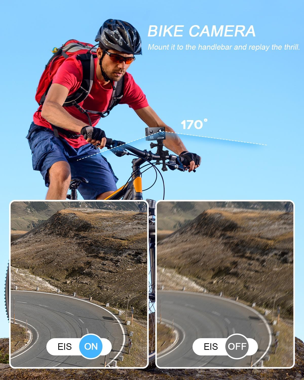 Yolansin 4K 60FPS Waterproof Action Camera: 64G SD Card 131ft Underwater Camera,HD 48MP Waterproof Camera,WiFi Sports Cameras with 2 Batteries Helmet Mount Accessories Kits