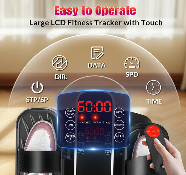 FOUSAE Elliptical Pedal Exerciser for Home, Electric Elliptical Machine for Seniors with 15 Adjustable Speed, 80W Quiet Motor & Compact Electric Pedal Exerciser with Display Monitor & Remote Control