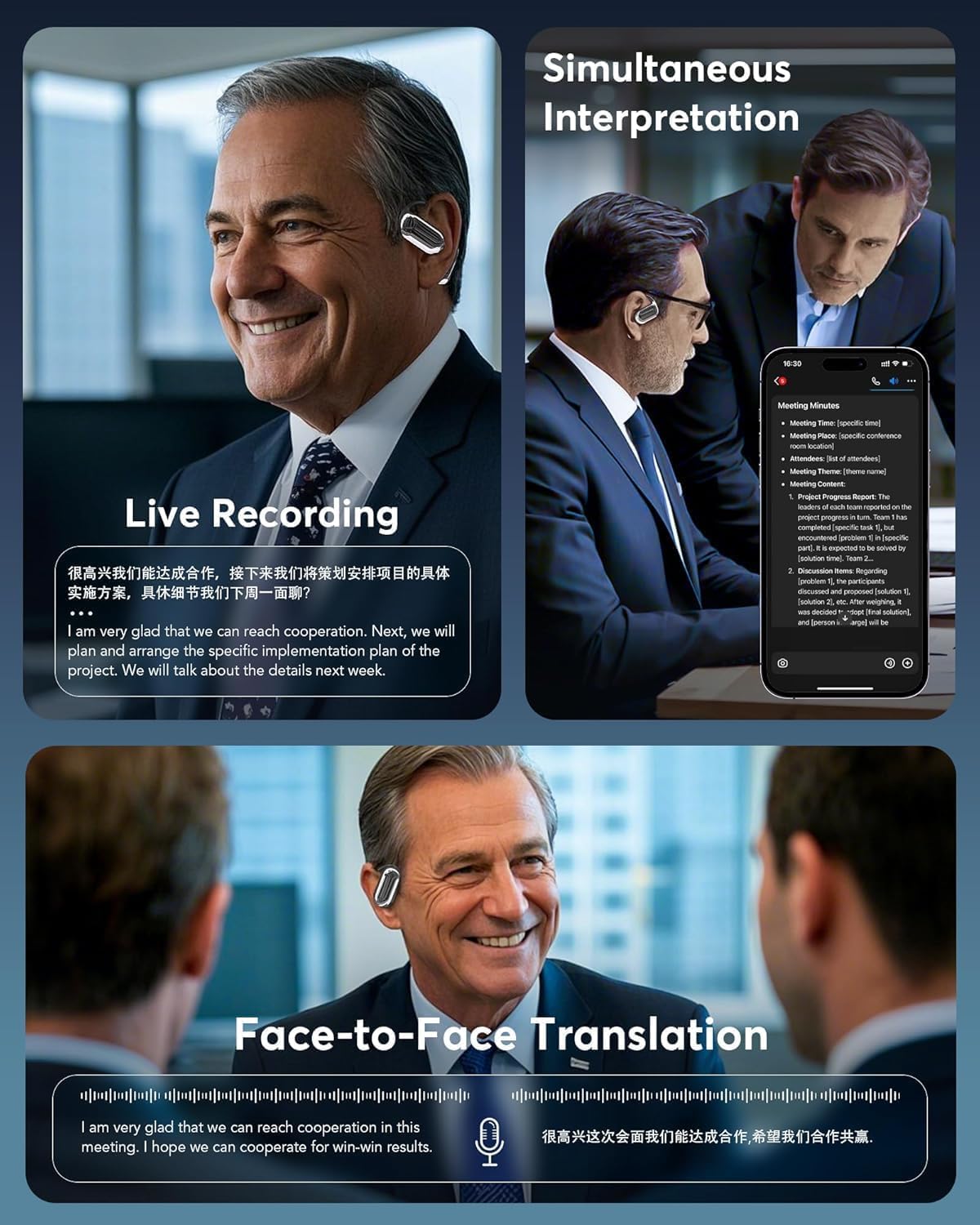 AI Language Translation Earbuds, Bluetooth 5.4 Headphones Translator for 144 Languages & Accents,Touch Screen Real-Time Earphones Fit iOS and Android Ideal for Travel Business Learning Shiny Black 9