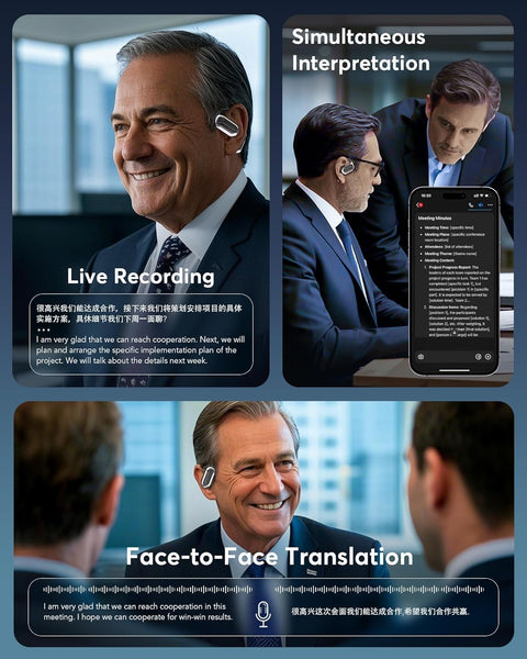 AI Language Translation Earbuds, Bluetooth 5.4 Headphones Translator for 144 Languages & Accents,Touch Screen Real-Time Earphones Fit iOS and Android Ideal for Travel Business Learning Shiny Black 9