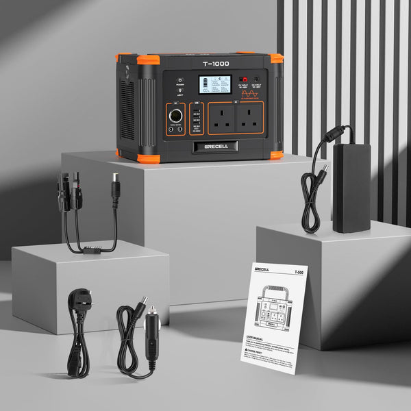 GRECELL Portable Power Station 500W(Peak 1000W), 519Wh Outdoor Solar Generator Backup Battery Pack with 2 230V AC Outlets, 500W 10-Port Powerhouse for RV/Van Camping Road Trip Home Emergency, T-500