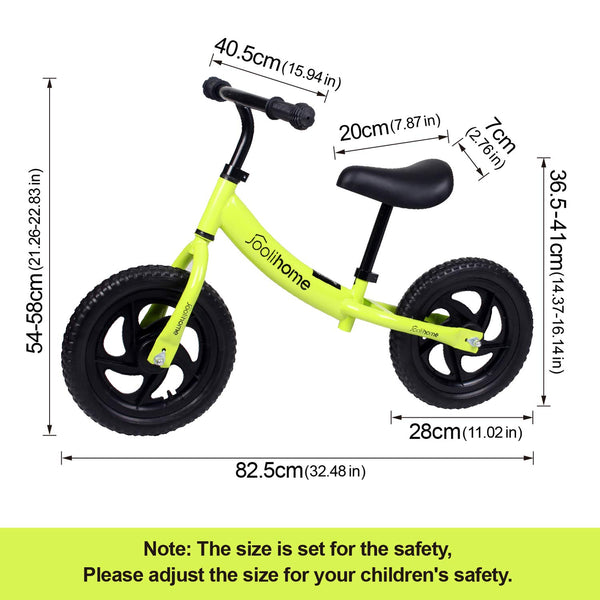 12" Balance Bike Carbon Steel Frame No Pedal Walking Balance Bike Training Bicycle for Kids and Toddlers 2- to 6 Years Old