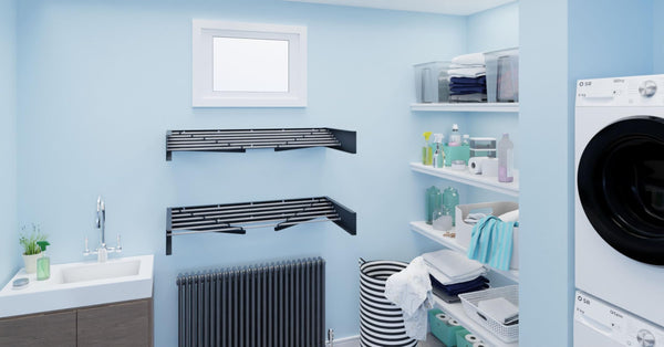 Hot Flow Glide Foldable Wall Mounted Clothes Rack, Retractable Clothes Drying Rack. Sleek Design With 5 x 70cm Rods For 3.5m Of Hanging Line. Perfect