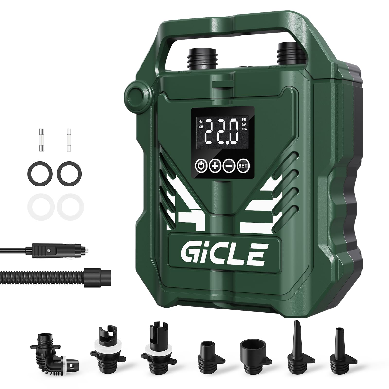 GICLE 22PSI Paddle Board Pump Electric SUP Pump, with 12V DC Car Connector, Dual Stage Fast Inflation for Paddleboard, Boat, Tent