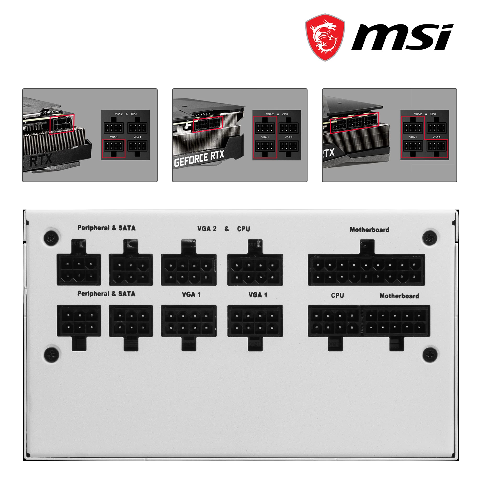 MSI MPG A1000G PCIE5 Power Supply Unit, UK Plug - 1000W, 80 Plus Gold Certified, Fully Modular ATX 3.0, PCIe 5.0 GPU Support, Japanese 105°C Capacitors, 0% RPM Mode, Flat Cables - 10 Year Warranty